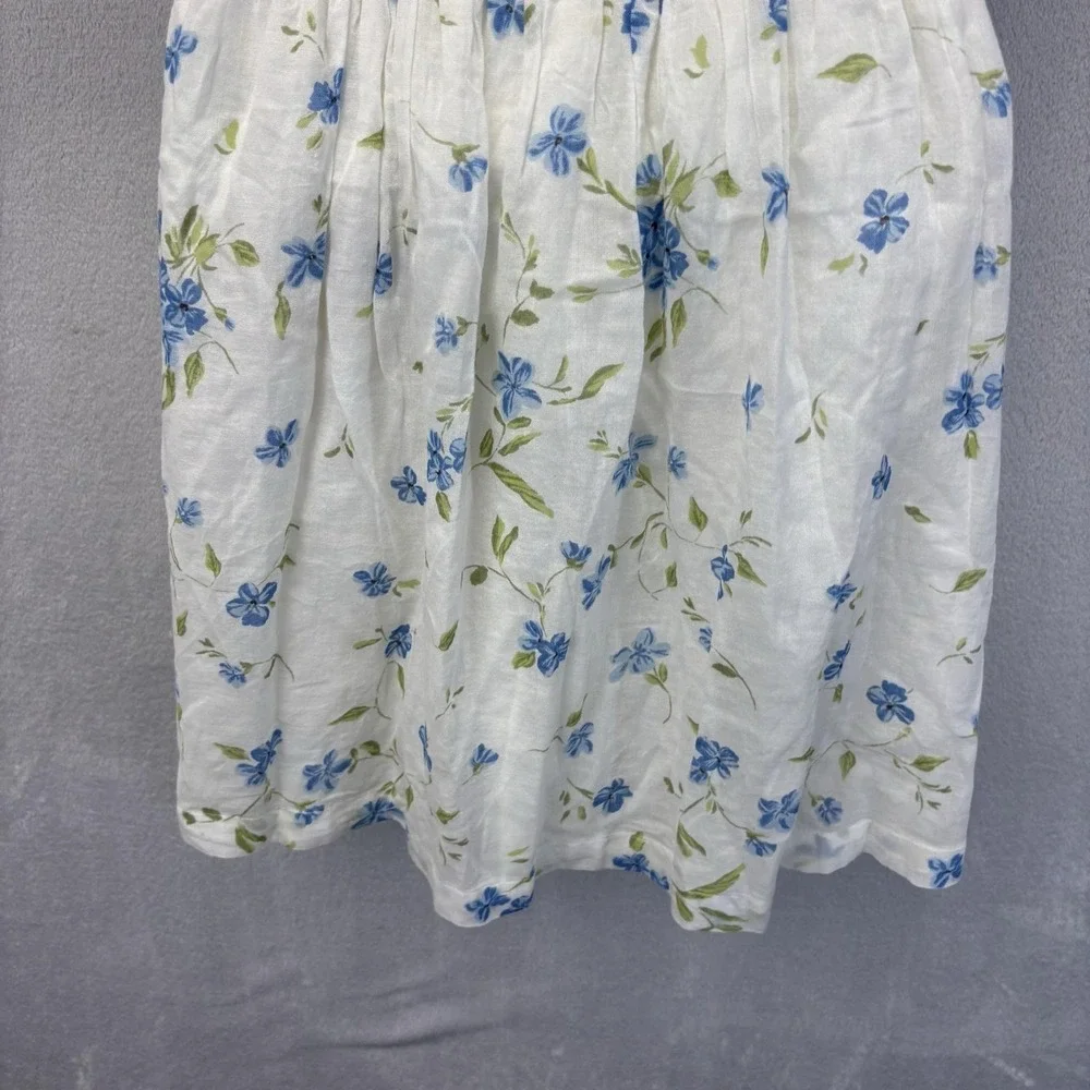 BP. Floral Milkmaid Sundress Womens Medium M White Blue Puff Sleeve Lightweight‎